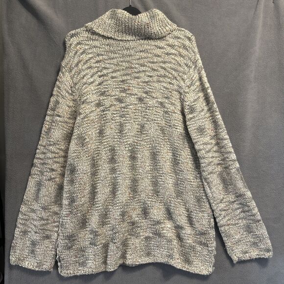 Chicos Chunky Knit Turtleneck Sweater Tunic Marled Size 3 (XL) Cream Gray Cozy - Picture 2 of 8